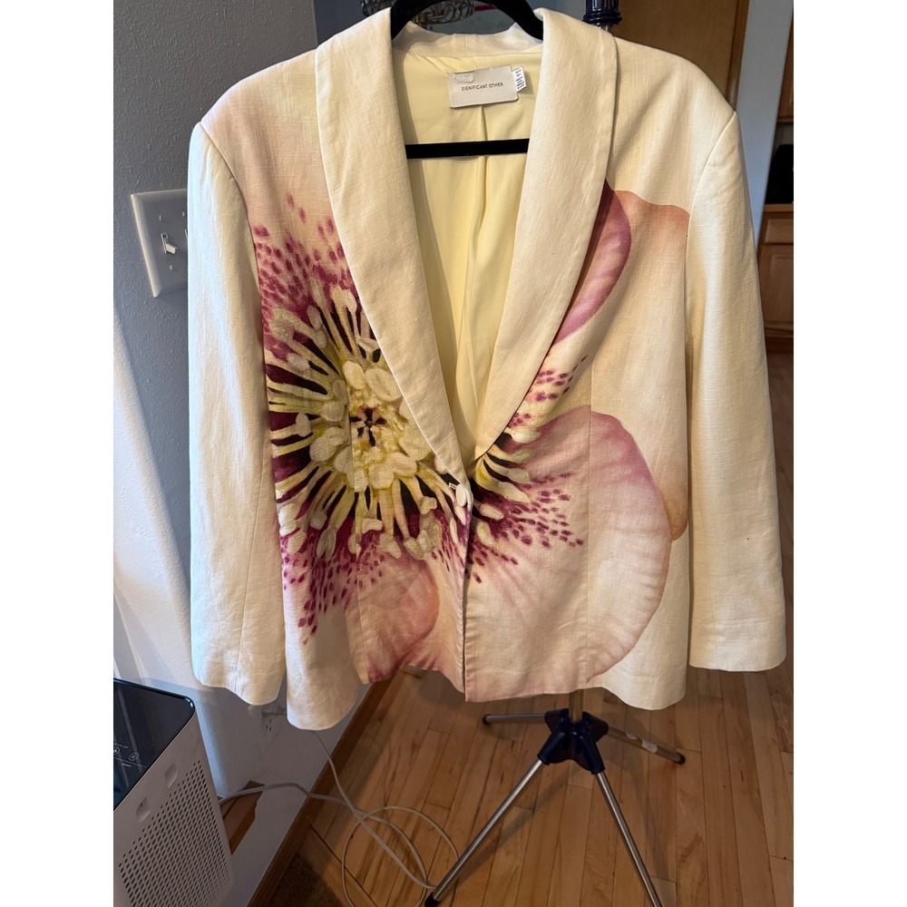 Significant Other Rowan Oversized Floral Blazer, Cream & Pink, Sz US6 - Picture 2 of 10